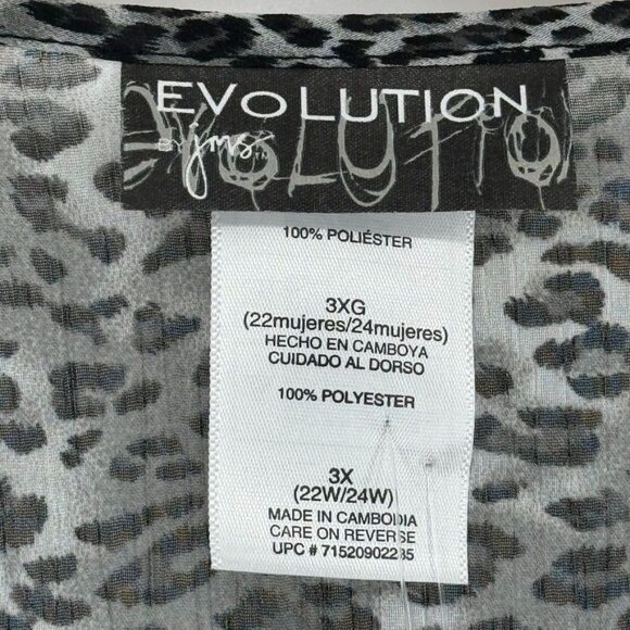 Evolution by JMS Leopard Print Tunic cover up Sheer Women's size 3x plus new - Picture 7 of 13